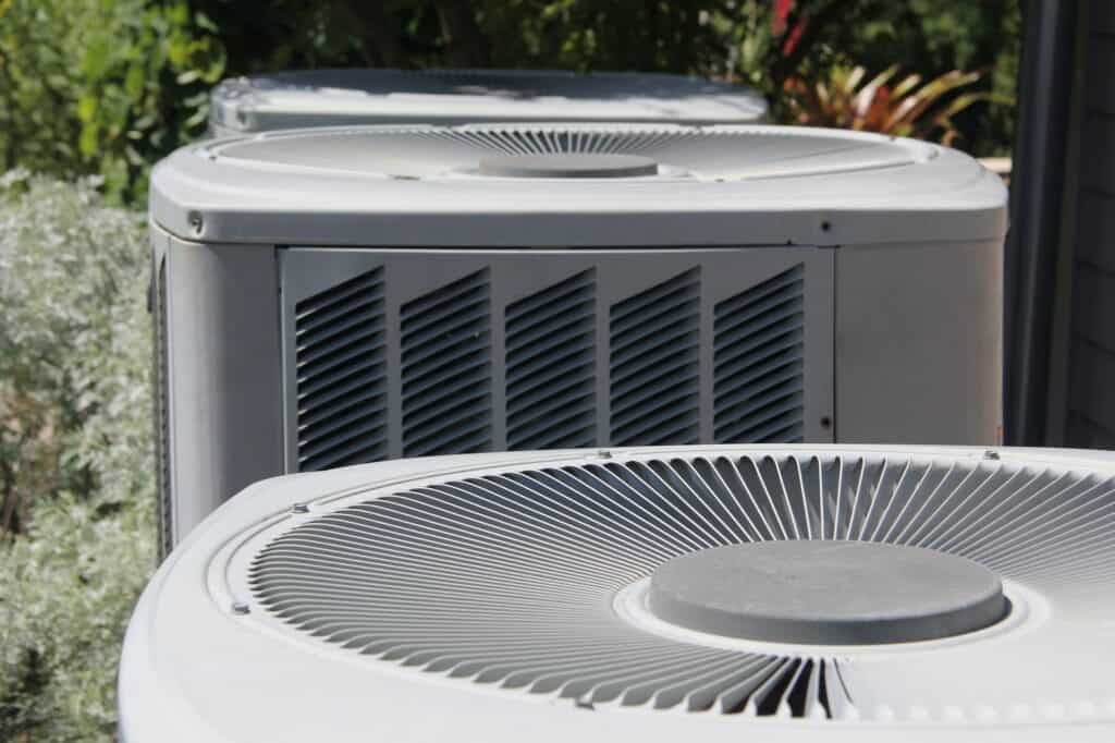 Couple of Home Central Heating Ventilation and Air Conditioner Outdoor Units.